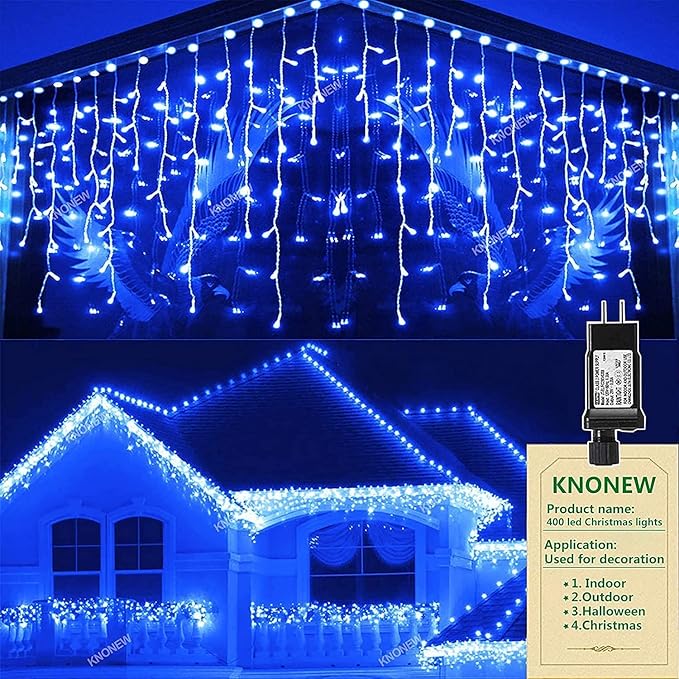 String Lights – 400 LED, 33 ft, Blue, 8 Lighting Modes for Outdoor Use