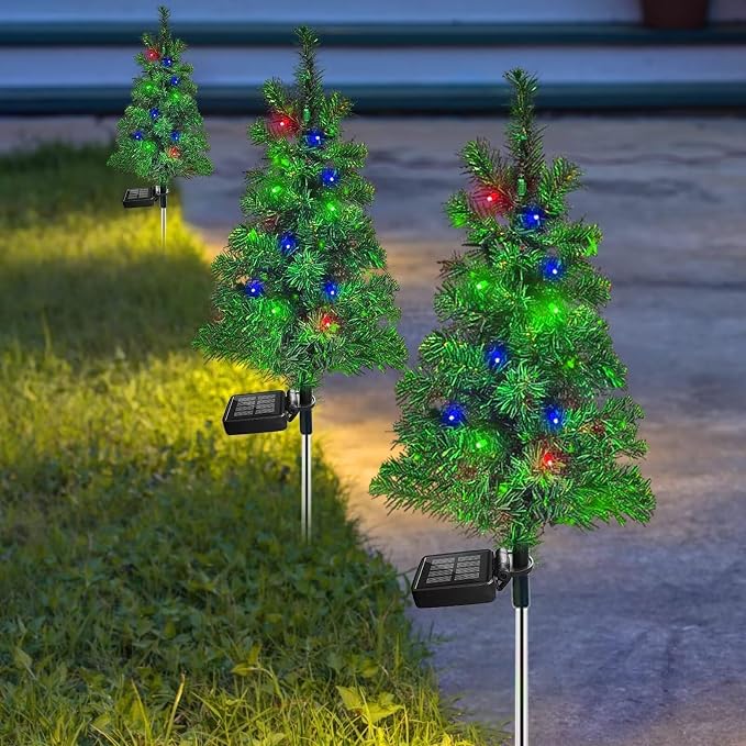 4PCS Solar Christmas Tree Garden Stake Lights Waterproof Christmas Decorations - Image 2