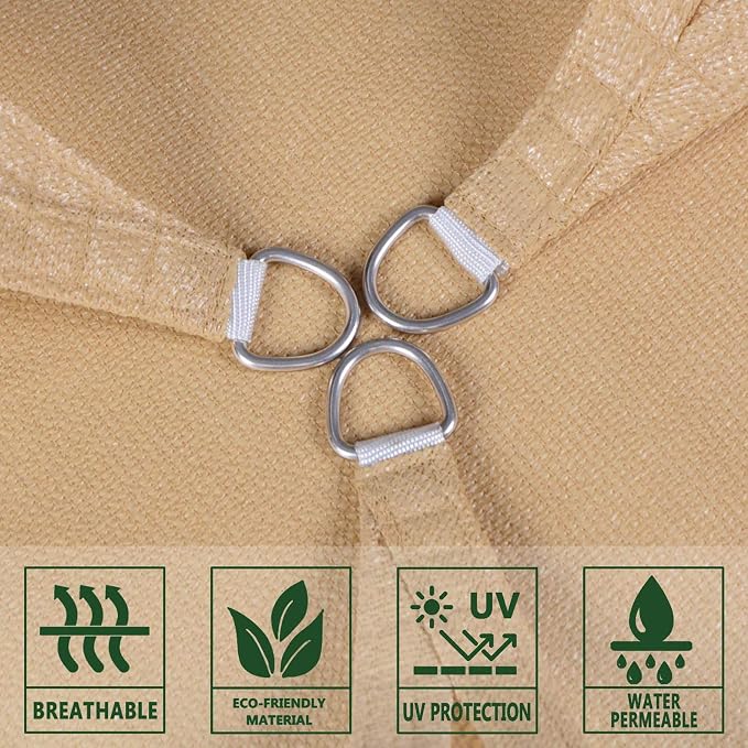 SUNLAX Sun Shade Sail 10' x 10' x 10' Sand Triangle Canopy Sail Shade Cover UV - Image 5