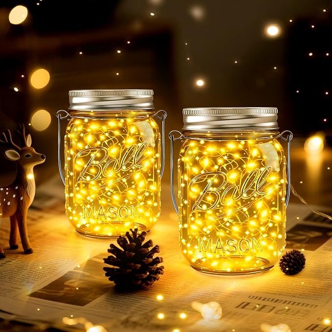 String Lights for Mason Jars, 30 Warm White LEDs, Solar Powered