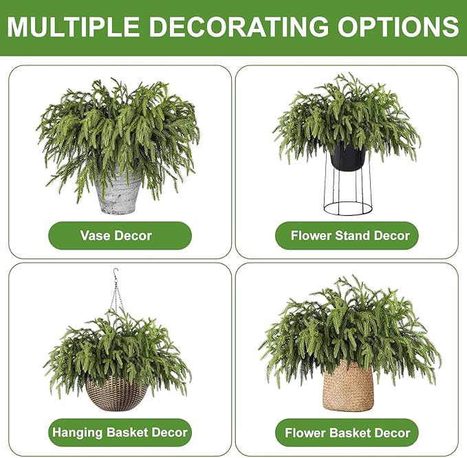 Artificial Pine Branches, 24 Pcs 18 Inch Green Stems with Wire