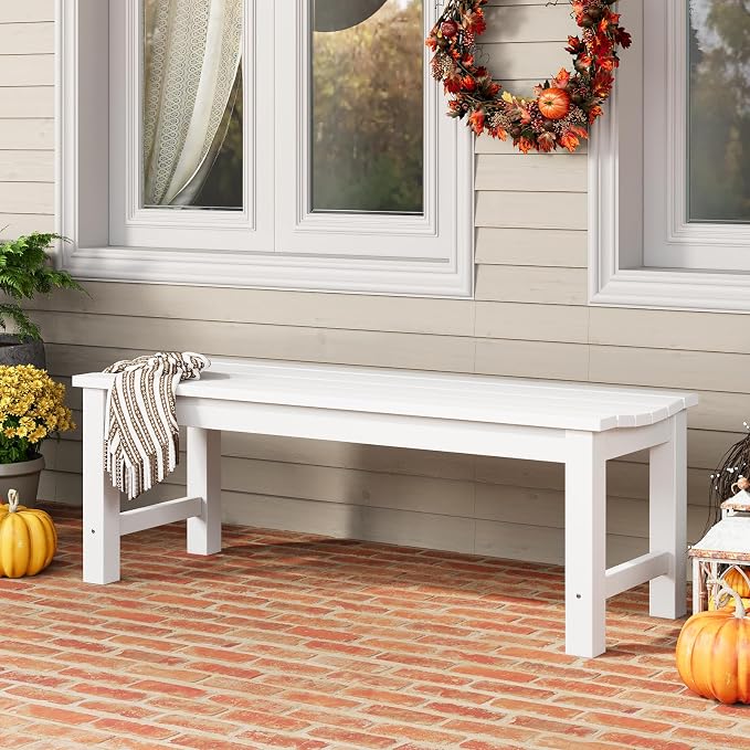 Outdoor Bench Set of 2, 2-Person Patio Backless Benches, HIPS Weatherproof - Image 6