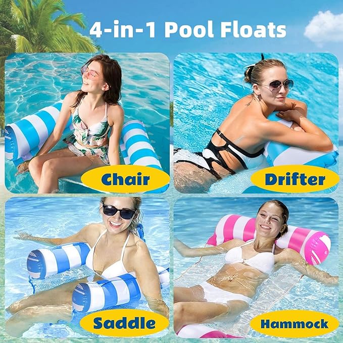 4 Pack Upgrated XL Water Pool Floats, 4-in-1 Multi-Purpose Water Pool Float - Image 2