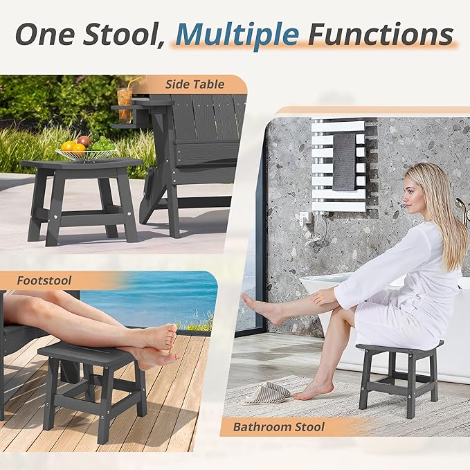 Outdoor Ottoman Footrest, 300 lb Capacity, Dark Gray HDPS