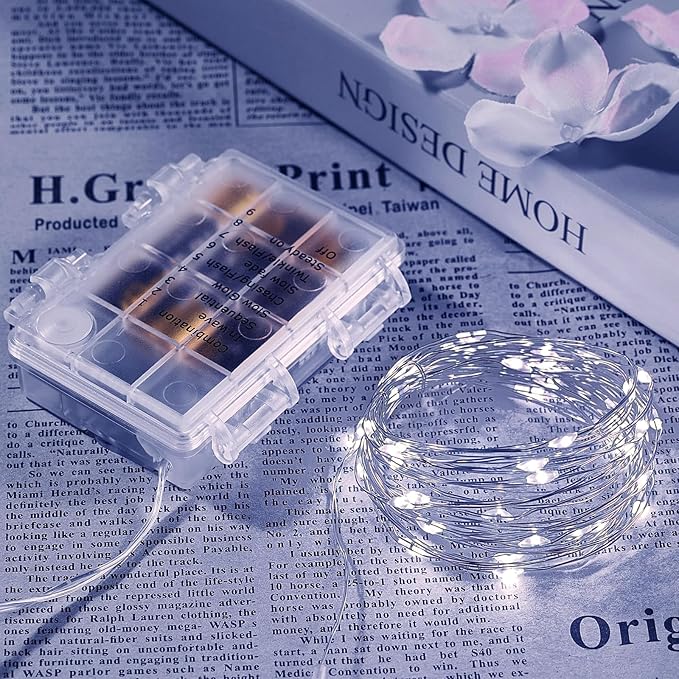 Indoor String Lights 4 Pack, Battery Operated White LED, 16.4 Ft