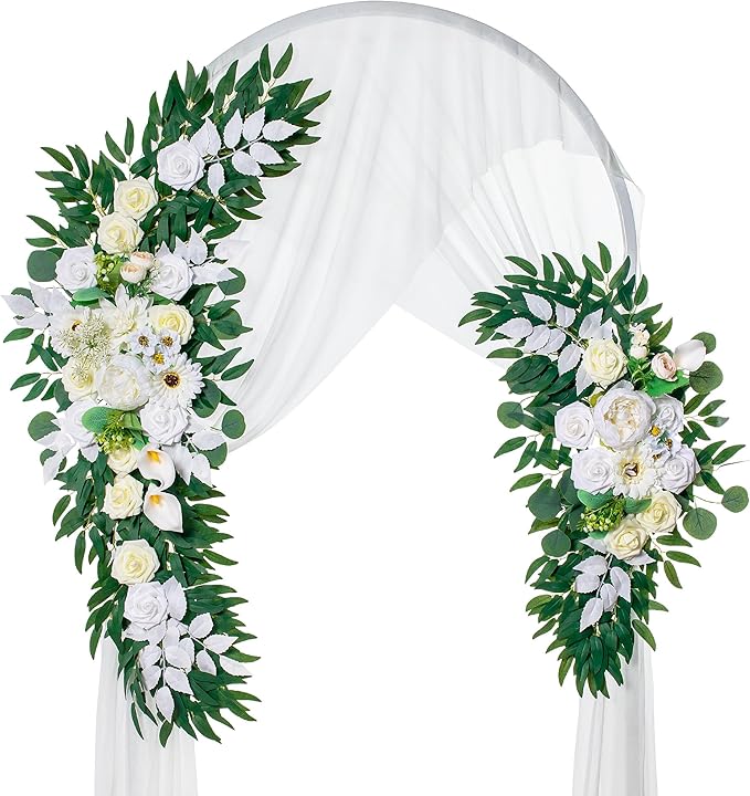 Artificial Flowers Swag Set, Ivory White Silk Wedding Arch Decor