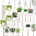 Hoteam 12 Pcs Macrame Plant Hangers Macrame Hanging Planters by Hoteam