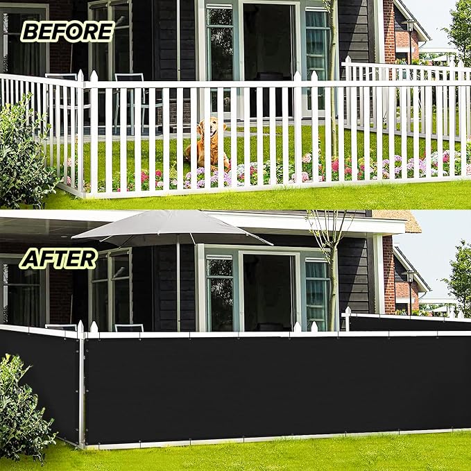 LOVE STORY 3'x115'' Black Balcony Privacy Screen Fence, UV Protection - Image 3