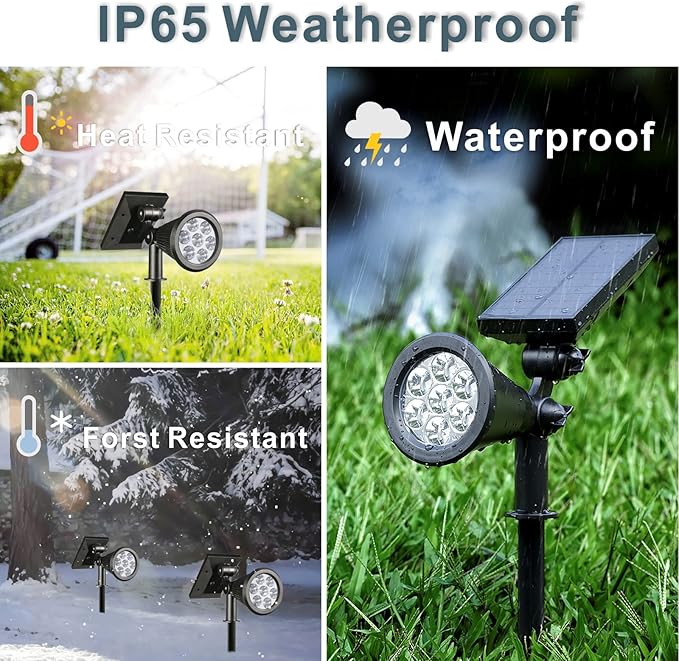 Solar Spotlights Outdoor, Bright 7-LED Landscape Spot Lights, Dusk-to-Dawn - Image 6
