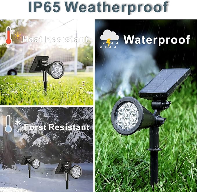 Solar Landscape Spotlights Outdoor, Bright 7-LED Spot Lights, Dusk-to-Dawn - Image 5