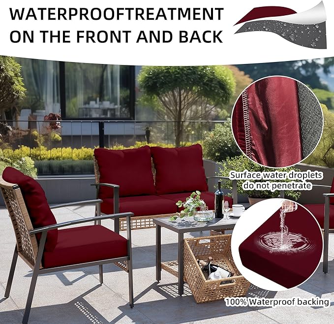 Cushion Covers, 14-Pack Stretch Fit Patio Cushion Covers in Claret