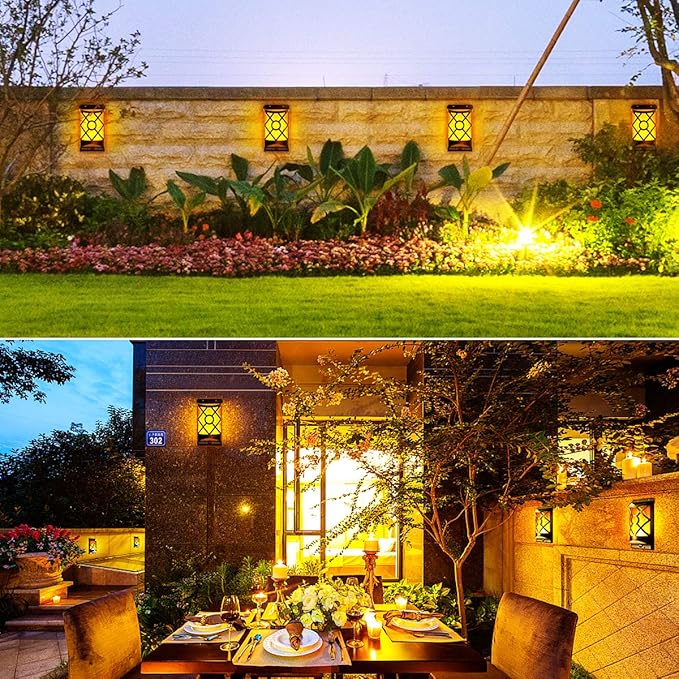 Wall Lights - Black Solar Flame Lantern with Dancing LED Effect