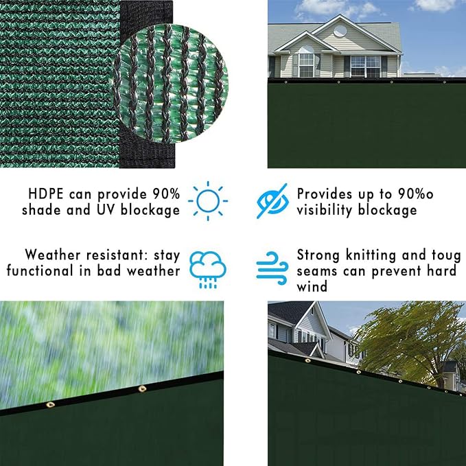 UPGRADE Privacy Fence Screen 4'x80' Dark Green Outdoor 90% Visibility Blockage - Image 6