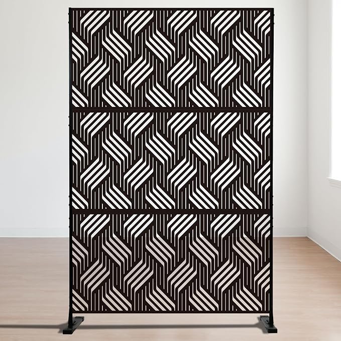 Decorative Fences Metal Privacy Screen, Black Iron Weave, 74 in H