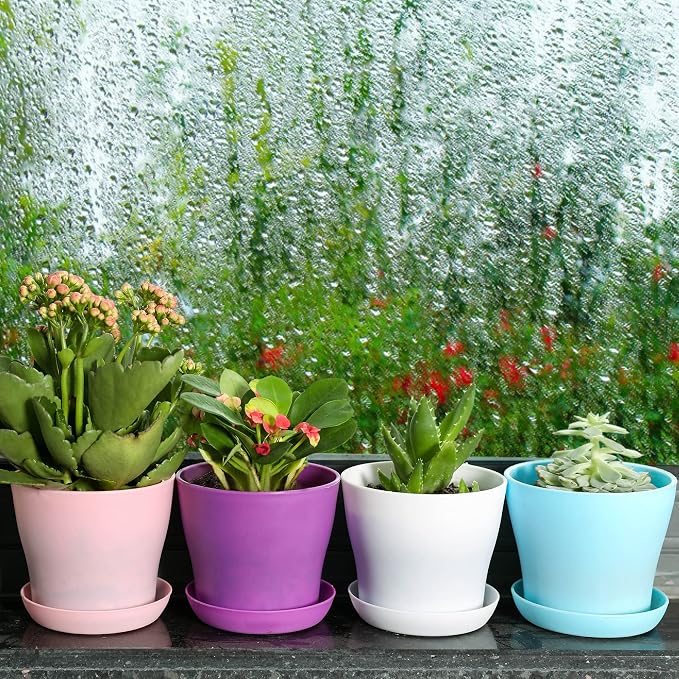 TDHDIKE 10 Pcs Plastic Planters Indoor Flower Plant Pots, Mini Flower Seedlings - Image 5