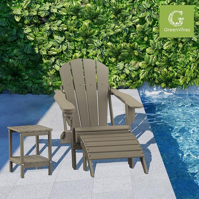 GREENVINES Adirondack-Outdoor-Side-Table | Set of 4 | Wood Grain | 14 x 13 - Image 2