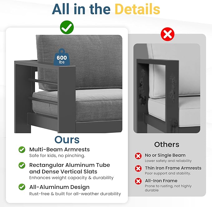 Wisteria Lane 7 Seats Aluminum Outdoor Patio Furniture Set - Image 7