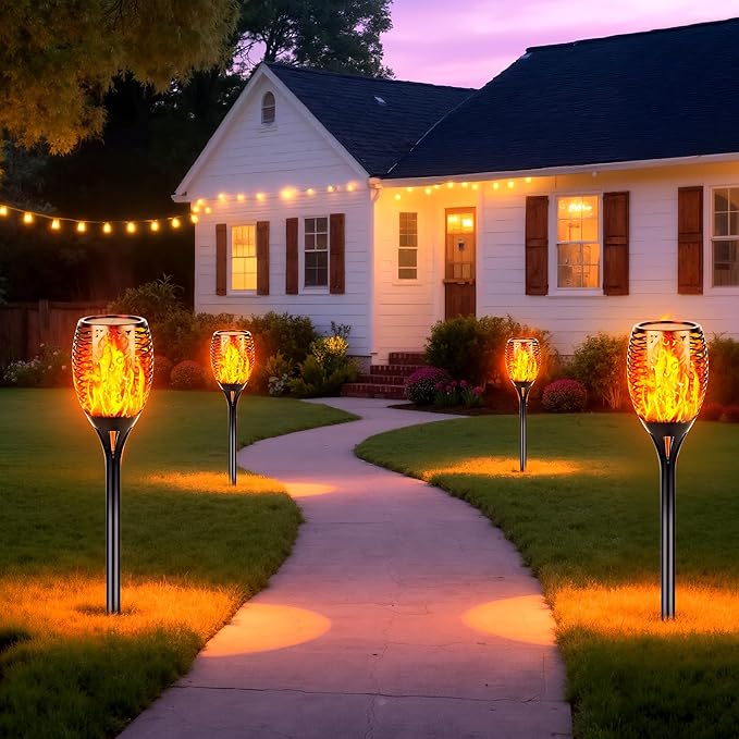 Torches 6 Pack Solar Flame Lights, 96 LED, 30.7 to 43 Inch Adjustable