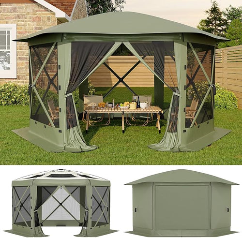 11.5x11.5FT 6-Sided Pop Up Gazebo Tent，One-Push Setup Canopy Tent by GarveeLife