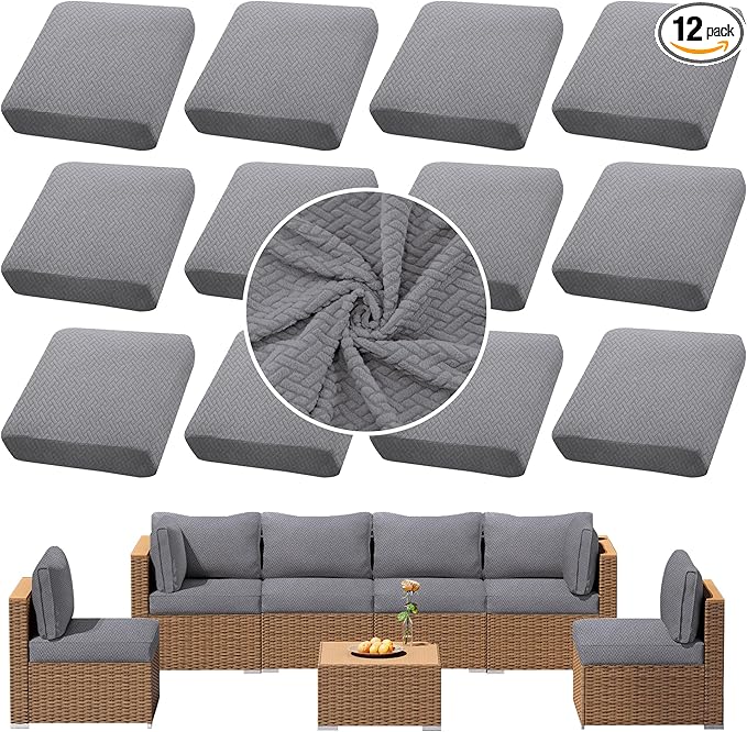 Outdoor Sofa Cushion Covers, 12-Piece Stretch Patio Set