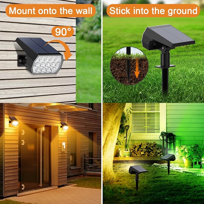 Solar Spot Lights Outdoor Color Changing, Christmas IP65 Waterproof Landscape - Image 3