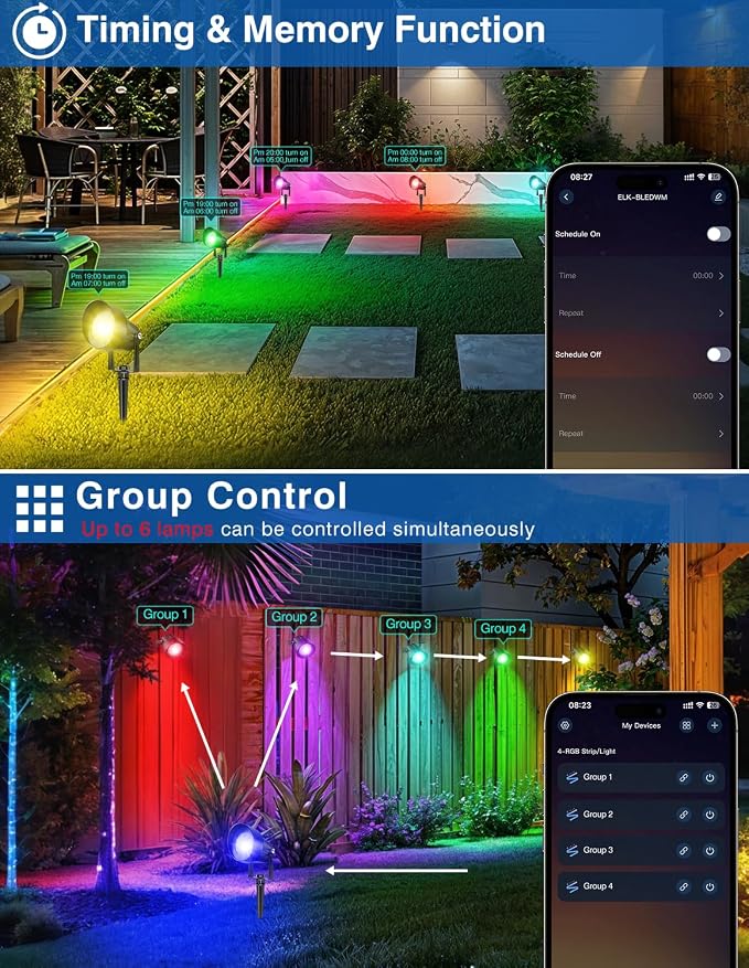 Spot Lights Outdoor, Smart RGBW LED Color Changing Landscape Lights - Image 7