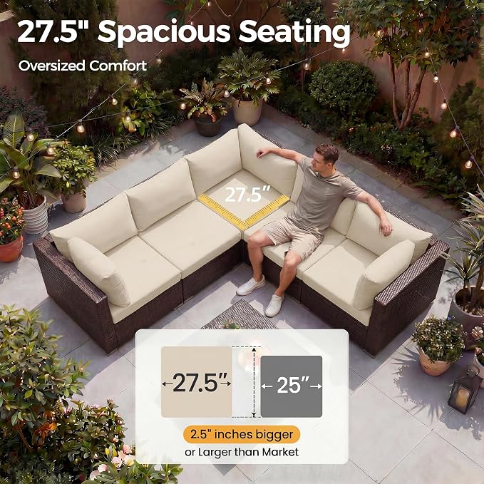NICESOUL 7 Piece Outdoor Patio Sectional Furniture Set - Image 6
