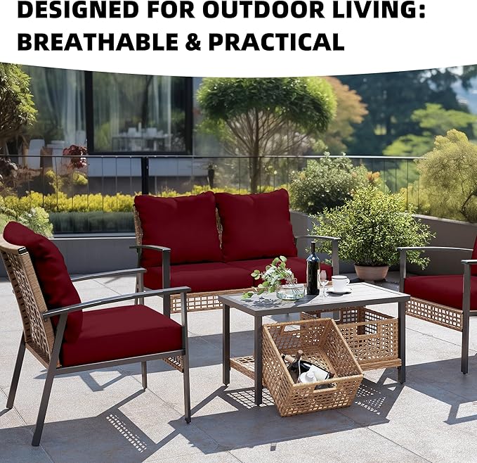 Cushion Covers, Stretch Fit 8-Pack for 20-27 Inch Patio Cushions in Claret