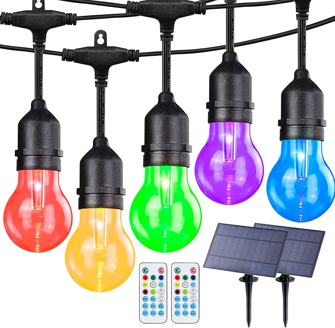String Lights 96 FT Solar Outdoor LED, 8 Colors and Remote