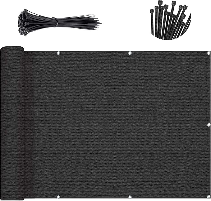 Sunny Guard Customized 2'6''x22' Black Balcony Privacy Screen, 90% Shade by SUNNYGUARD