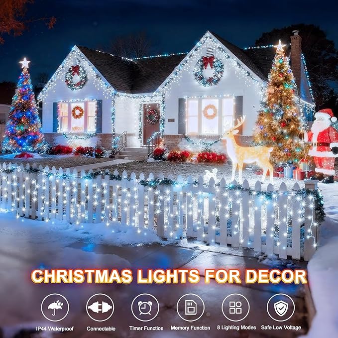 String Lights 400 LED 33 ft Cool White, Outdoor Use