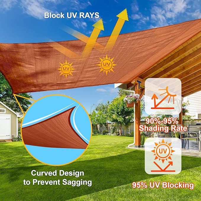 SUNLAX Sun Shade Sail 11' x 22' Terra Red Rectangle Canopy Sail Shade Cover UV - Image 4