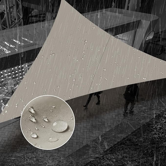 SUNNY GUARD Waterproof Sun Shade Sail 10'x12'x15.6' Taupe Right Triangle UV by SUNNYGUARD