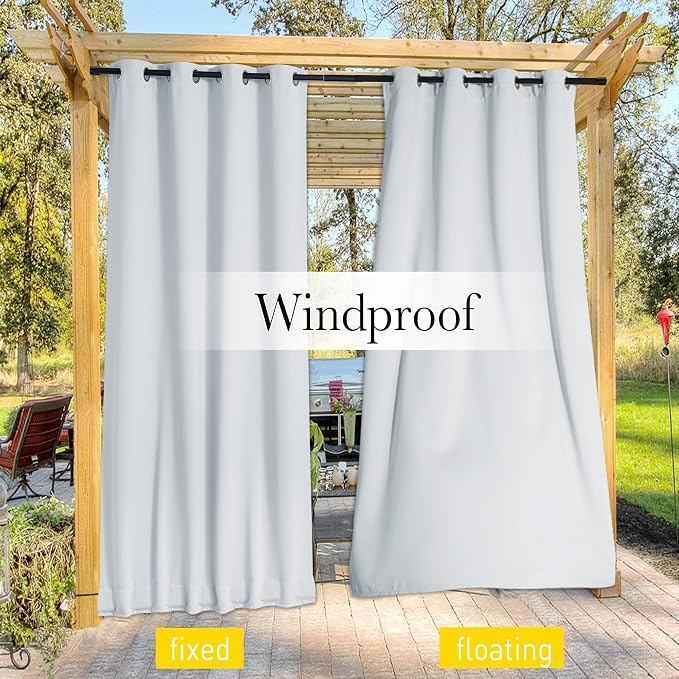 NICETOWN 2 Panels Greyish White Privacy Outdoor Curtains - Image 7
