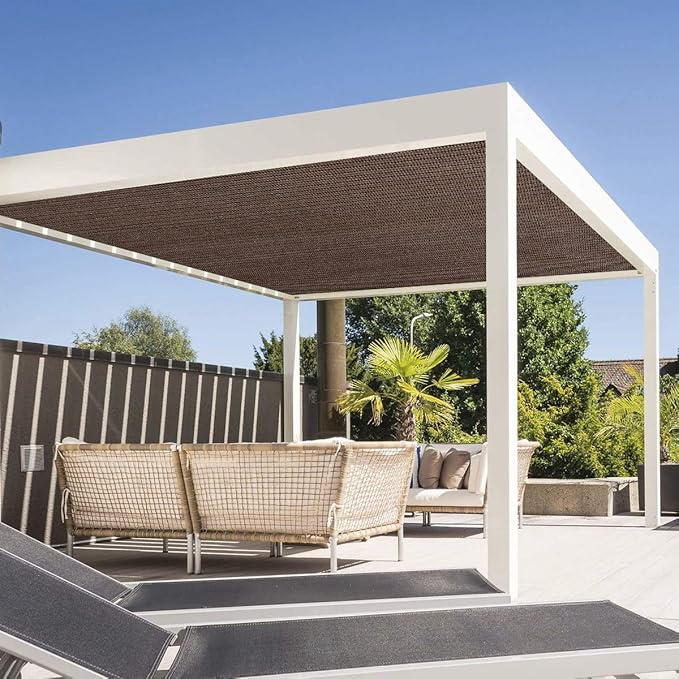Eden's Decor Straight Flat-Edged Sun Shade Sail Rectangular 8' x 9' Brown - Image 6