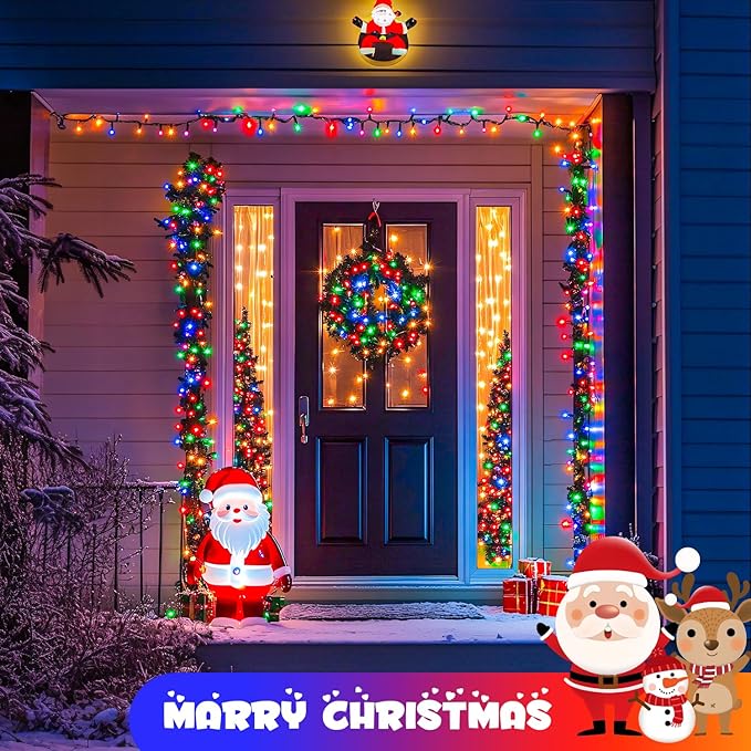 String Lights, 2 Pack Solar Christmas Strings in White or Multicolor