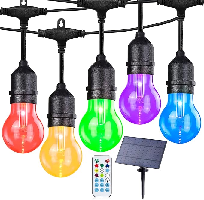 Solar String Lights, Outdoor 8-Color LED with 6 Modes
