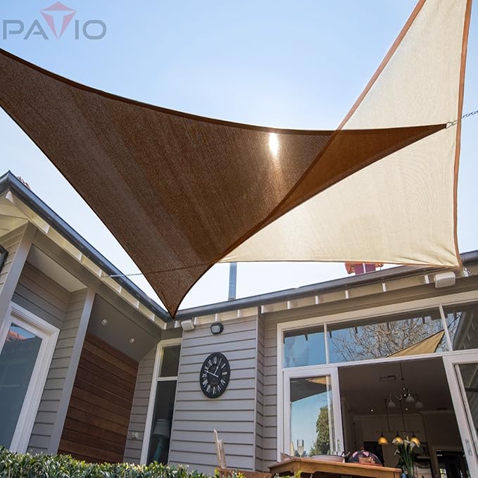 Patio Paradise 16' x 16' x 15'10" Sun Shade Sail Triangle Canopy, Permeable - Image 4