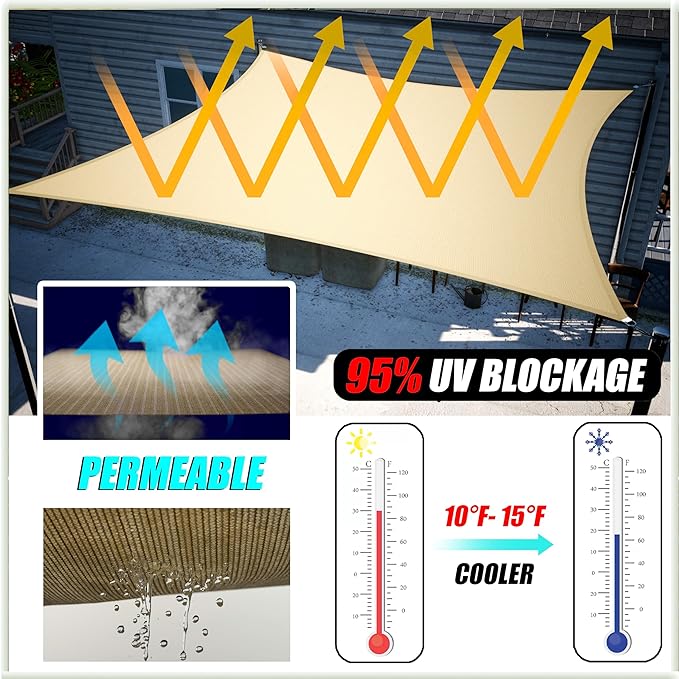 Amgo Custom Size 19' x 20' x 27.6' Grey Right Triangle Sun Shade Sail Order to - Image 4