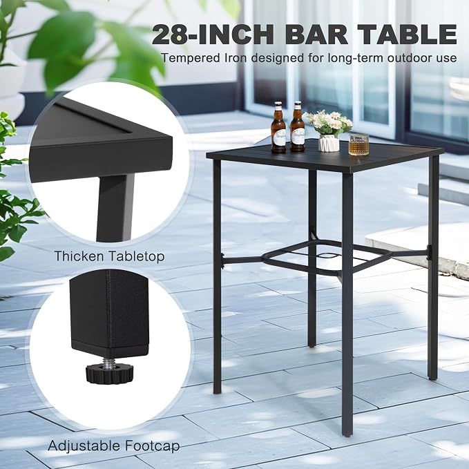 NUU GARDEN 3-Piece Patio Bar Set, All Weather Rattan Swivel Stools 360 Degree - Image 6
