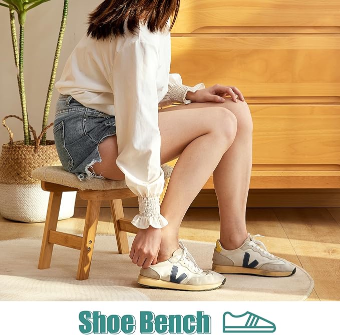 Foot Stools Ottoman, Small Foot Stool Ottoman, and Footstool, Wooden Foot Stool - Image 8