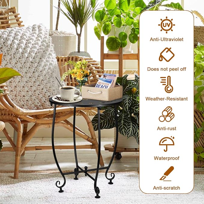 2 Pack 14 Inch Outdoor Side Tables - Image 5