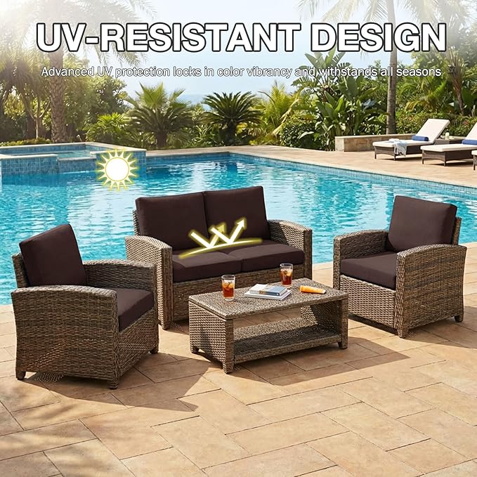 Patio Cushion Covers in Coffee, Stretch Polyester-Spandex, Anti-Slip