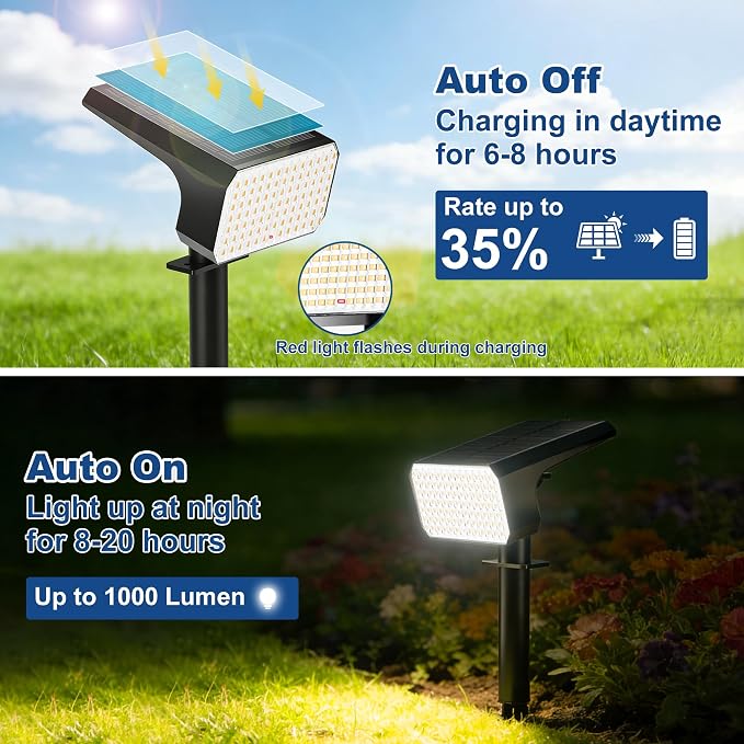 LANSOW Solar Spot Lights Outdoor Waterproof IP67, Solar Landscape Spotlights - Image 7