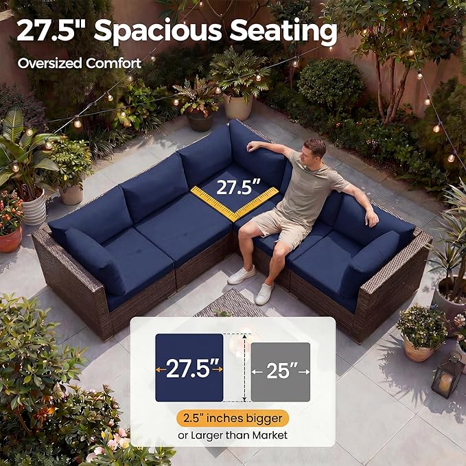 NICESOUL Modern Outdoor Patio Sectional Sofa Set - Image 6