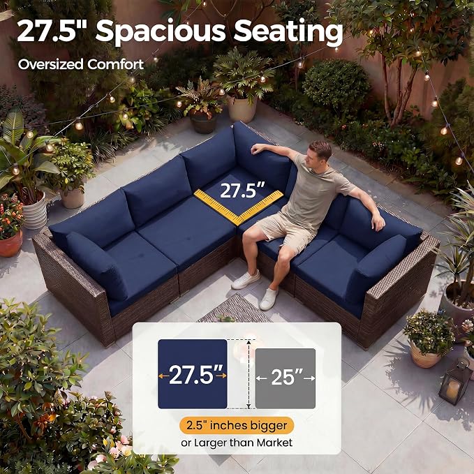 NICESOUL 9 Piece Patio Sectional Sofa Set - Image 6