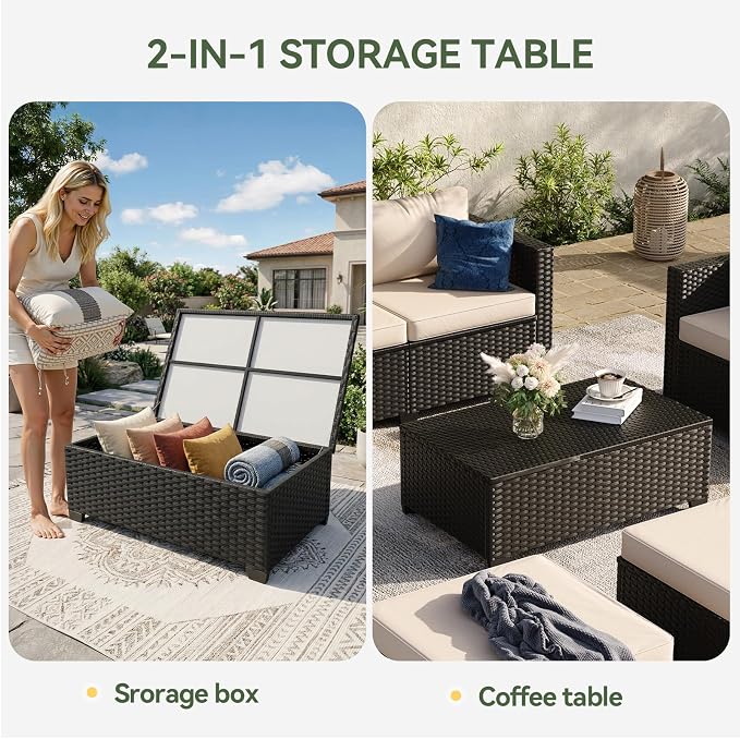 Aoxun 8 Piece Outdoor Patio Furniture Set 7 Seats, Outdoor Sectional - Image 5
