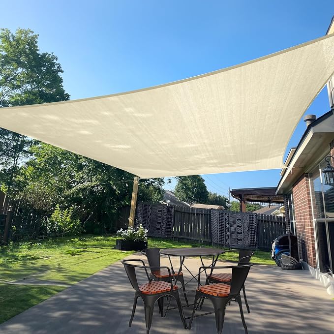 SUNLAX Sun Shade Sail 12' x 13' Butter Cream Rectangle Canopy Sail Shade Cover by SUNLAX
