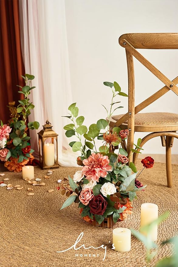 Artificial Flower Arrangements 4 Pack Terracotta Fall Wedding Decor