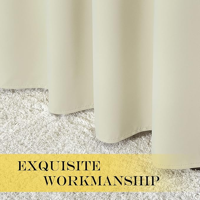 NICETOWN Room Darkening Beige Curtain 120 inch Length - Image 6